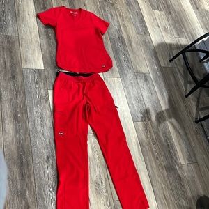 Grey’s Anatomy Spandex Stretch Red Scrub Set